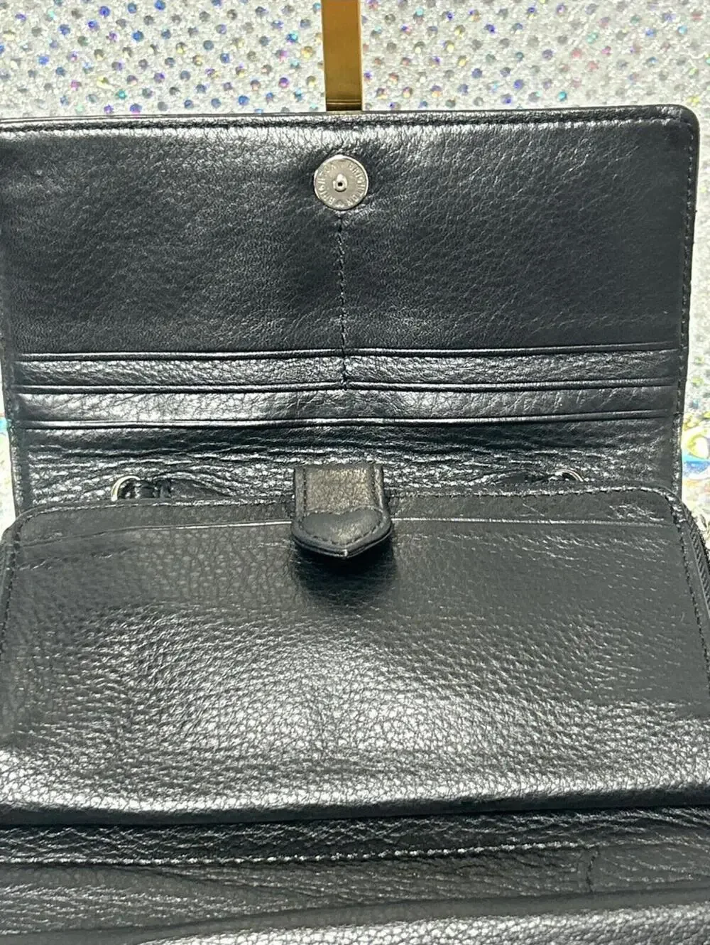 Brighton Black and Brown Leather Shoulder Bag with Silver-Tone Clasp